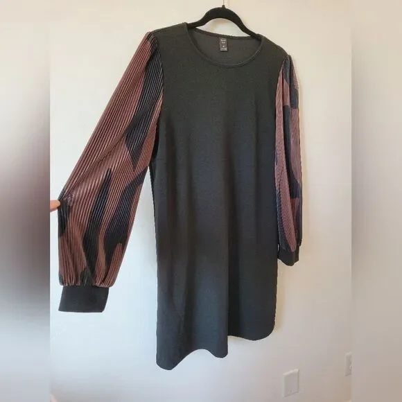 Emery Rose Sheath Dress Black Puff Sleeves Contemporary Office Old Money XL - Picture 6 of 9